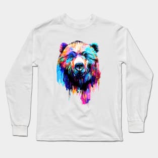 Bear Grizzly Wild Nature Animal Colors Long Sleeve T-Shirt